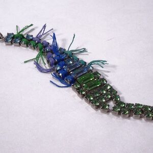 Joomi Lim Swarovksi Crystal Green Blue Baguette Fringe Bracelet NWOT 198